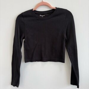 No Boundaries Black Ribbed Long Sleeve Crop Top